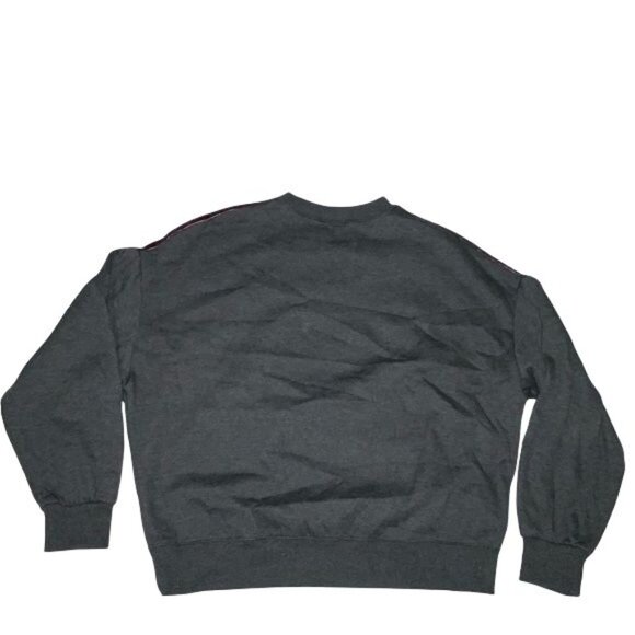 Freshman Womens S Velvet & Knit Chevron Crewneck Sweatshirt Gray & Purple - Picture 2 of 3